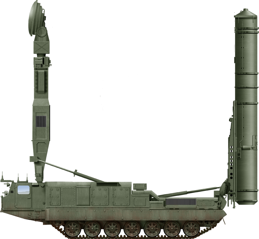 S300V TELAR 9A83 in deployed mode, erected