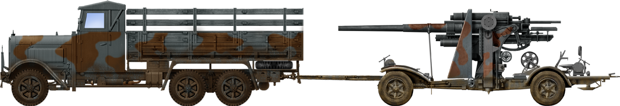 The same towing a 8.8cm FLAK gun