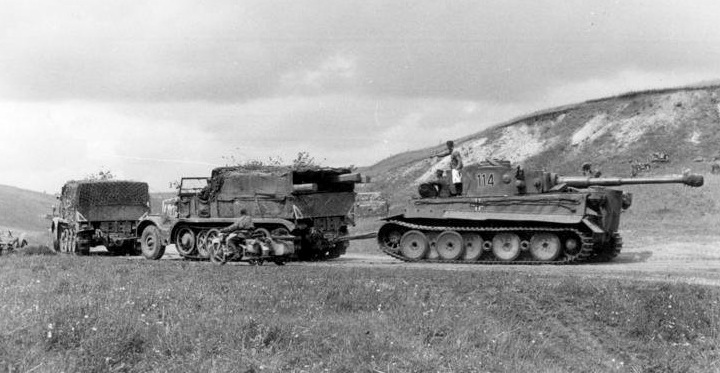 German SdKfz 8 towing a Tiger